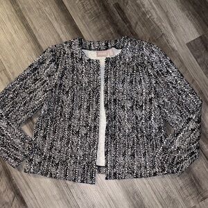 Chico's Art Jacket Blazer large 12-14 black white business casual size 2 suit